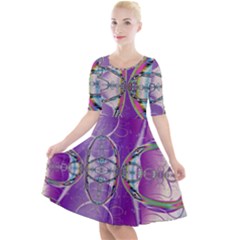 Abstract Colorful Art Pattern Design Fractal Quarter Sleeve A-line Dress by Ravend