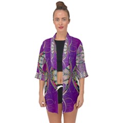 Abstract Colorful Art Pattern Design Fractal Open Front Chiffon Kimono by Ravend