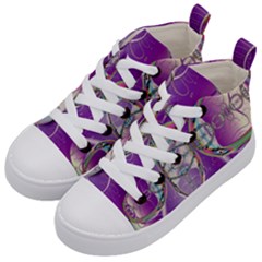 Abstract Colorful Art Pattern Design Fractal Kids  Mid-top Canvas Sneakers by Ravend