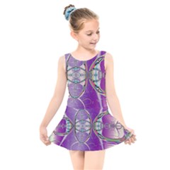 Abstract Colorful Art Pattern Design Fractal Kids  Skater Dress Swimsuit by Ravend