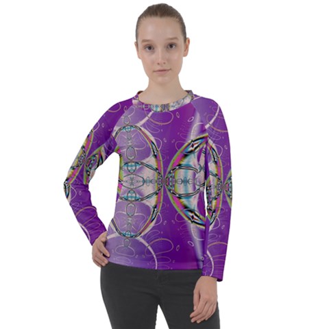 Abstract Colorful Art Pattern Design Fractal Women s Long Sleeve Raglan Tee by Ravend