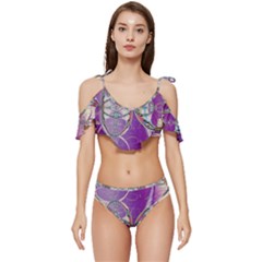 Abstract Colorful Art Pattern Design Fractal Ruffle Edge Tie Up Bikini Set	 by Ravend