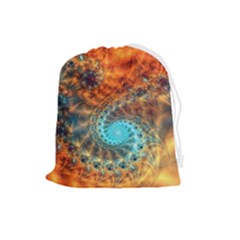 Fractal Math Abstract Mysterious Mystery Vortex Drawstring Pouch (large) by Ravend