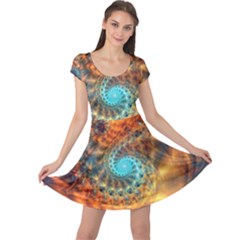 Fractal Math Abstract Mysterious Mystery Vortex Cap Sleeve Dress by Ravend