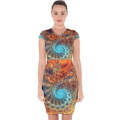 Fractal Math Abstract Mysterious Mystery Vortex Capsleeve Drawstring Dress  by Ravend