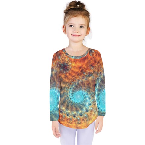 Fractal Math Abstract Mysterious Mystery Vortex Kids  Long Sleeve Tee by Ravend