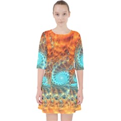 Fractal Math Abstract Mysterious Mystery Vortex Quarter Sleeve Pocket Dress by Ravend