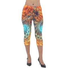 Fractal Math Abstract Mysterious Mystery Vortex Lightweight Velour Capri Leggings 