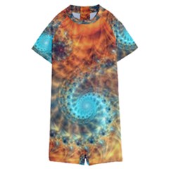 Fractal Math Abstract Mysterious Mystery Vortex Kids  Boyleg Half Suit Swimwear by Ravend