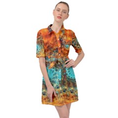 Fractal Math Abstract Mysterious Mystery Vortex Belted Shirt Dress by Ravend