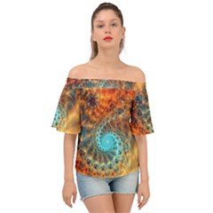 Fractal Math Abstract Mysterious Mystery Vortex Off Shoulder Short Sleeve Top by Ravend