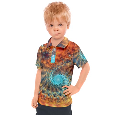 Fractal Math Abstract Mysterious Mystery Vortex Kids  Polo Tee by Ravend