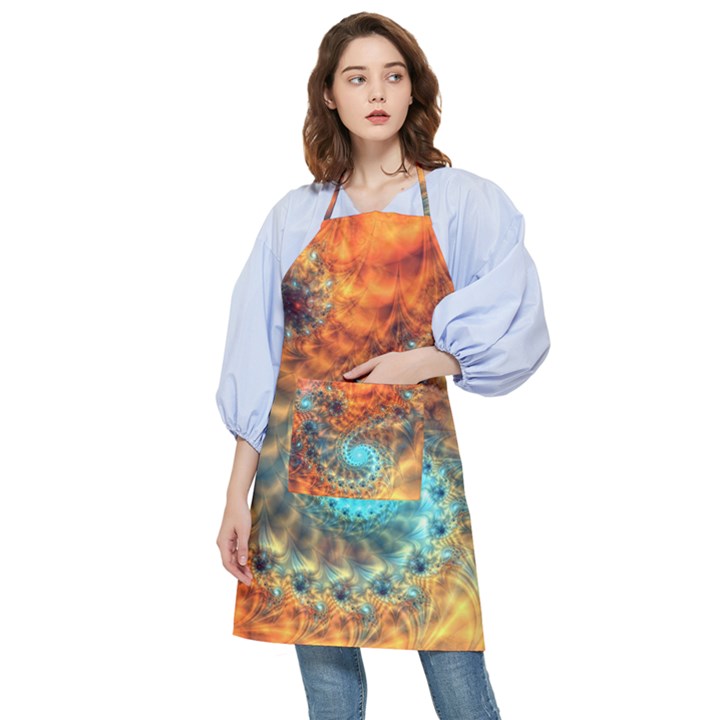 Fractal Math Abstract Mysterious Mystery Vortex Pocket Apron