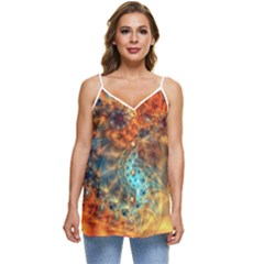 Fractal Math Abstract Mysterious Mystery Vortex Casual Spaghetti Strap Chiffon Top by Ravend