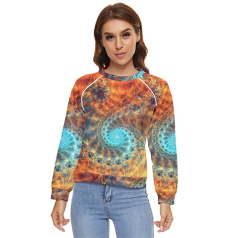 Fractal Math Abstract Mysterious Mystery Vortex Women s Long Sleeve Raglan Tee by Ravend