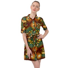 Background Abstract Fractal Annotation Texture Belted Shirt Dress by Ravend