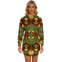 Background Abstract Fractal Annotation Texture Womens Long Sleeve Shirt Dress