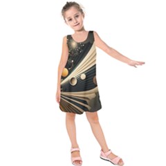 Space Futuristic Technology Digital Ai Generated Kids  Sleeveless Dress by Ravend