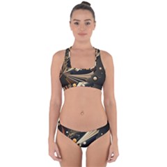 Space Futuristic Technology Digital Ai Generated Cross Back Hipster Bikini Set by Ravend