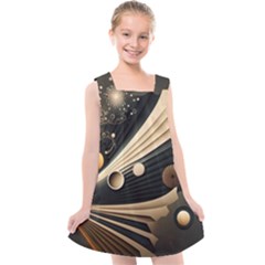 Space Futuristic Technology Digital Ai Generated Kids  Cross Back Dress by Ravend