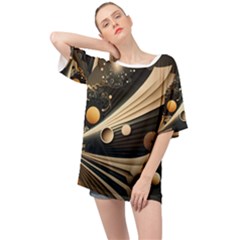 Space Futuristic Technology Digital Ai Generated Oversized Chiffon Top by Ravend