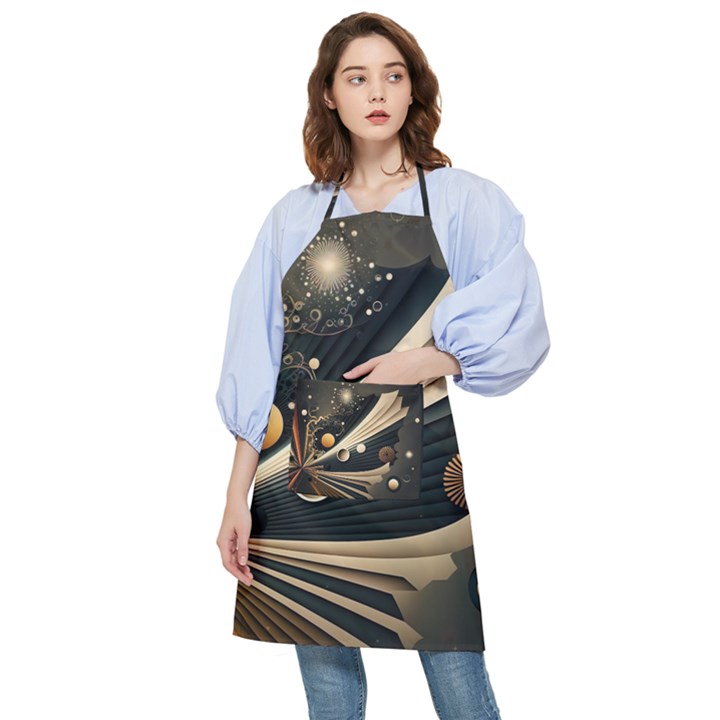 Space Futuristic Technology Digital Ai Generated Pocket Apron