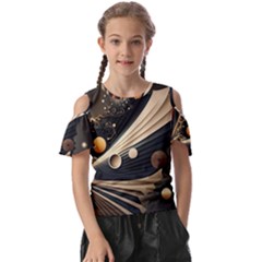 Space Futuristic Technology Digital Ai Generated Kids  Butterfly Cutout Tee by Ravend