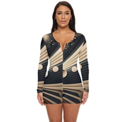 Space Futuristic Technology Digital Ai Generated Long Sleeve Boyleg Swimsuit by Ravend