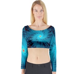 Spiral Stars Fractal Cosmos Explosion Big Bang Long Sleeve Crop Top by Ravend