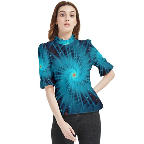 Spiral Stars Fractal Cosmos Explosion Big Bang Frill Neck Blouse by Ravend