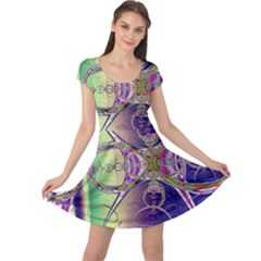 Fractal Abstract Digital Art Art Colorful Cap Sleeve Dress by Ravend