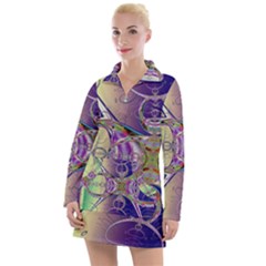 Fractal Abstract Digital Art Art Colorful Women s Long Sleeve Casual Dress by Ravend