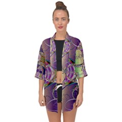 Fractal Abstract Digital Art Art Colorful Open Front Chiffon Kimono by Ravend