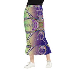 Fractal Abstract Digital Art Art Colorful Maxi Fishtail Chiffon Skirt by Ravend