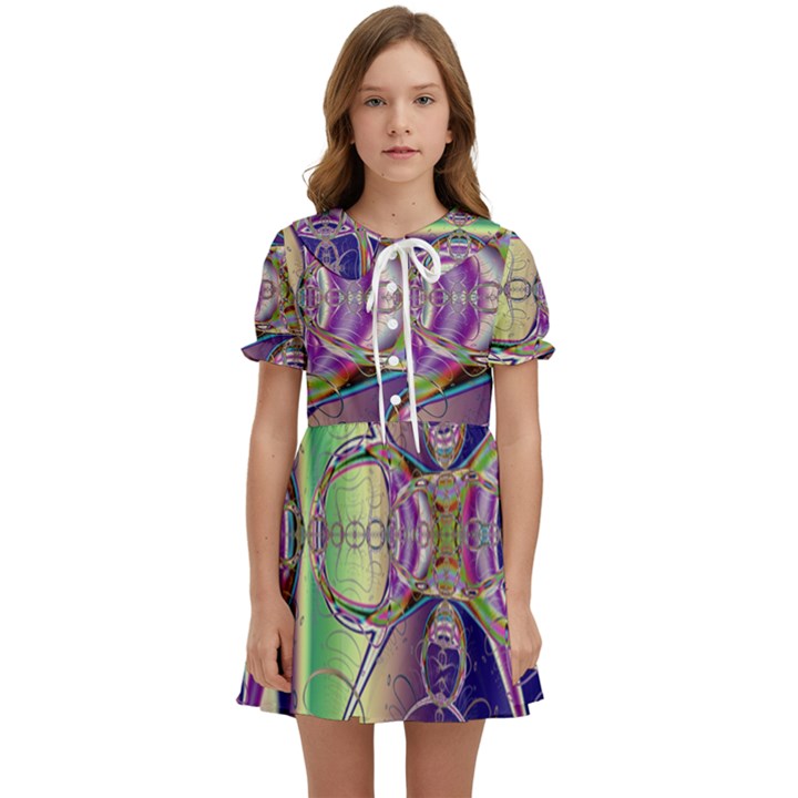 Fractal Abstract Digital Art Art Colorful Kids  Sweet Collar Dress