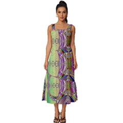 Fractal Abstract Digital Art Art Colorful Square Neckline Tiered Midi Dress by Ravend