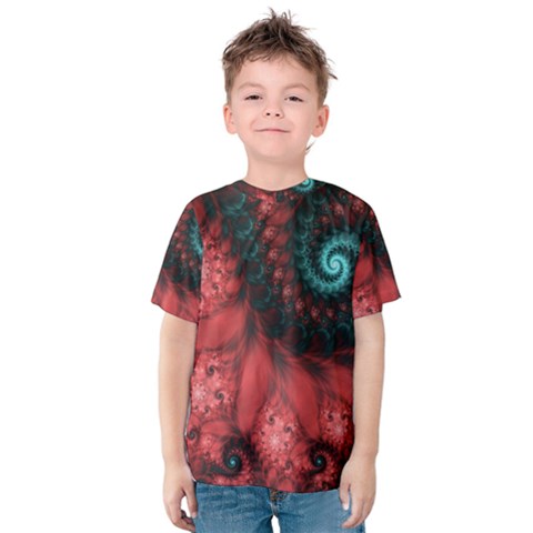 Fractal Spiral Vortex Pattern Art Digital Kids  Cotton Tee by Ravend