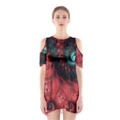 Fractal Spiral Vortex Pattern Art Digital Shoulder Cutout One Piece Dress by Ravend