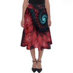 Fractal Spiral Vortex Pattern Art Digital Perfect Length Midi Skirt by Ravend