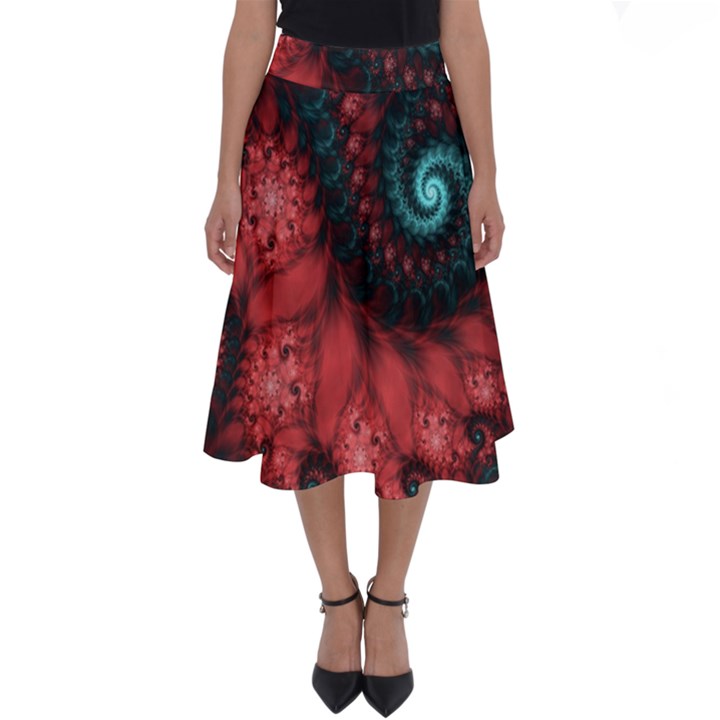 Fractal Spiral Vortex Pattern Art Digital Perfect Length Midi Skirt