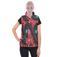 Fractal Spiral Vortex Pattern Art Digital Women s Button Up Vest by Ravend