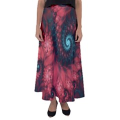 Fractal Spiral Vortex Pattern Art Digital Flared Maxi Skirt by Ravend