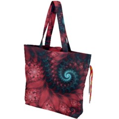 Fractal Spiral Vortex Pattern Art Digital Drawstring Tote Bag by Ravend