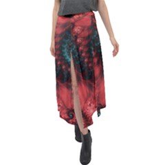 Fractal Spiral Vortex Pattern Art Digital Velour Split Maxi Skirt by Ravend