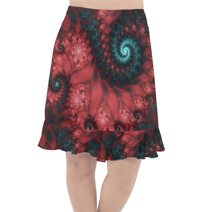 Fractal Spiral Vortex Pattern Art Digital Fishtail Chiffon Skirt