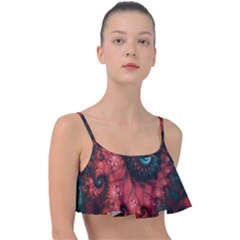 Fractal Spiral Vortex Pattern Art Digital Frill Bikini Top by Ravend