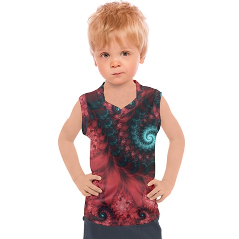 Fractal Spiral Vortex Pattern Art Digital Kids  Sport Tank Top by Ravend