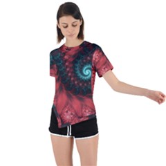 Fractal Spiral Vortex Pattern Art Digital Asymmetrical Short Sleeve Sports Tee by Ravend