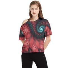 Fractal Spiral Vortex Pattern Art Digital One Shoulder Cut Out Tee by Ravend