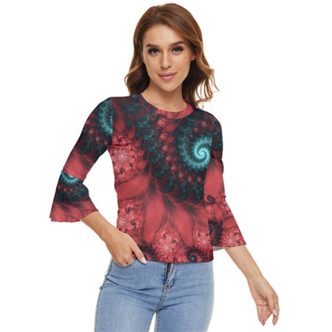 Fractal Spiral Vortex Pattern Art Digital Bell Sleeve Top by Ravend